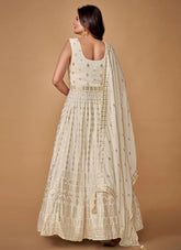 Elegant White Georgette Readymade Indian Sequin Gown